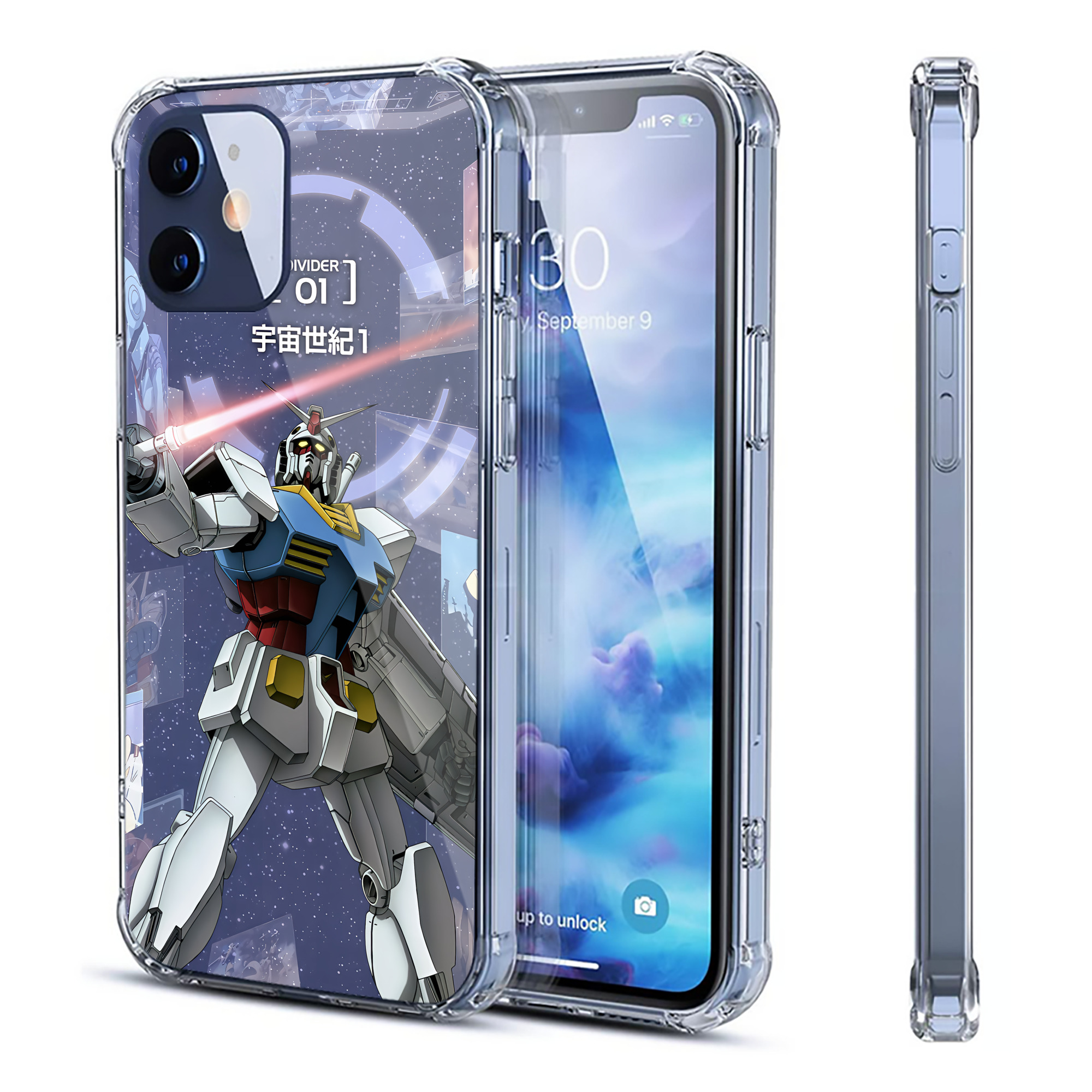 （画像用） 機動戦士ガンダム Mobile Suit Gundam 【iPhone 12シリーズ対応】透明スマホケース（クリアソフトケース）